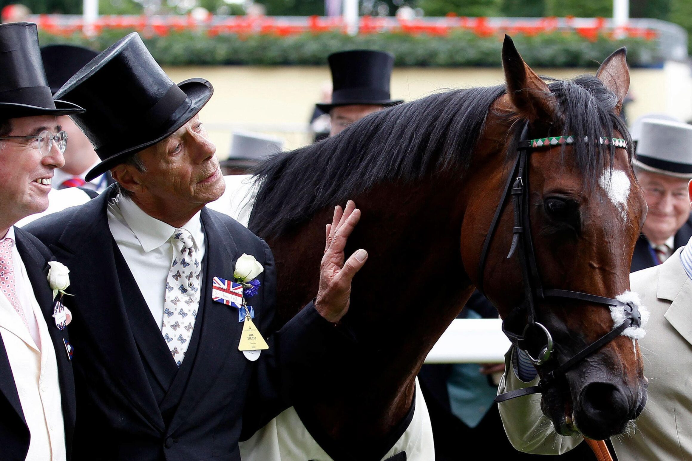 Sir Henry Cecil greets Frankel after his Queen Anne success at Royal Ascot, cementing his Hall of Fame place