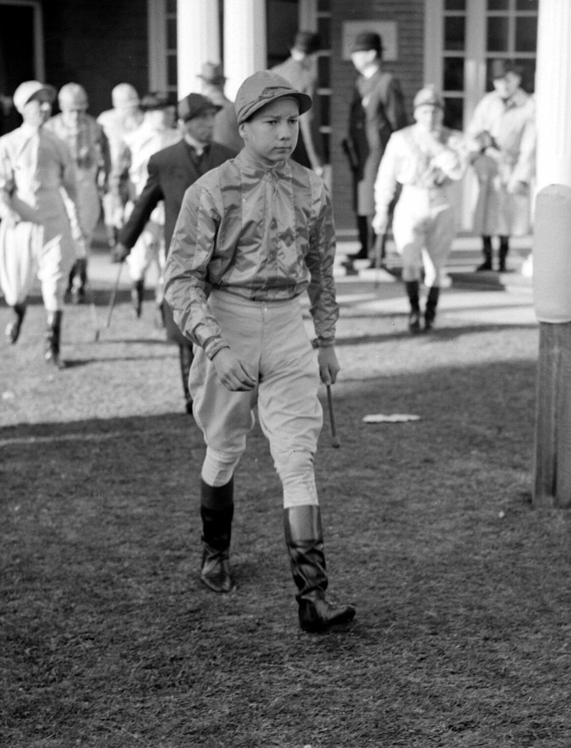 Lester Piggott heads out to ride in the Cambridgeshire aged just 14